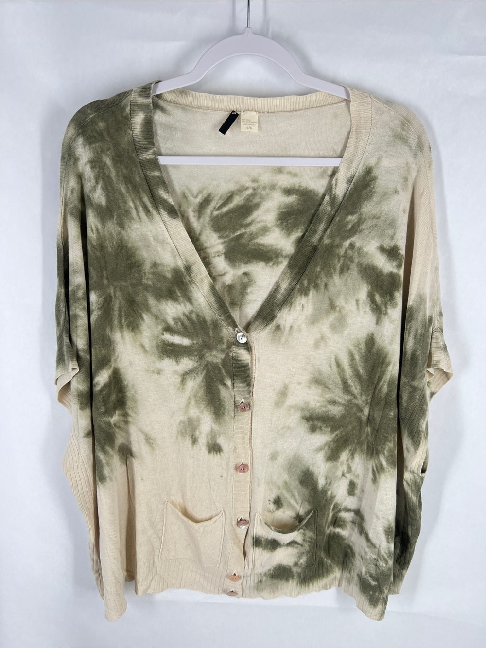 Zoe Couture Silk Cashmere Tie-Dye Draped Cardigan One Size Dolman Sleeve